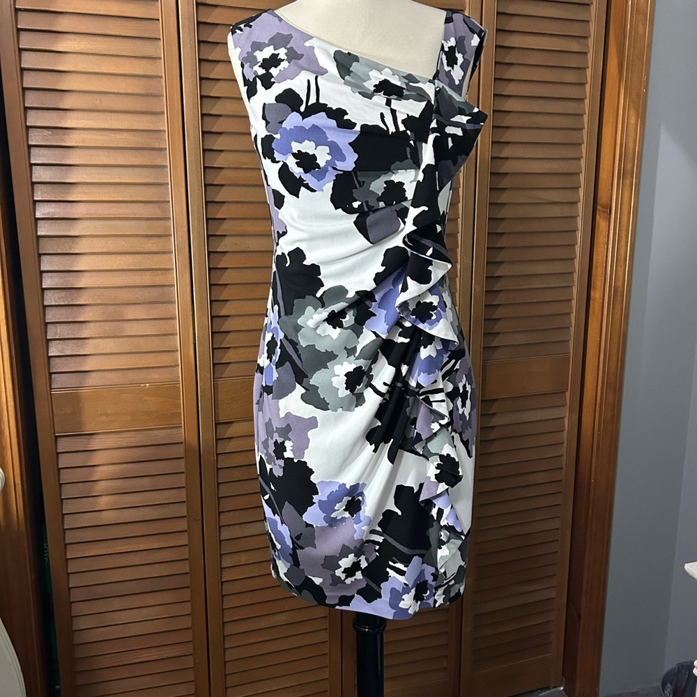 Suzi Chin Asymmetrical Dress - Black, White, Lavender